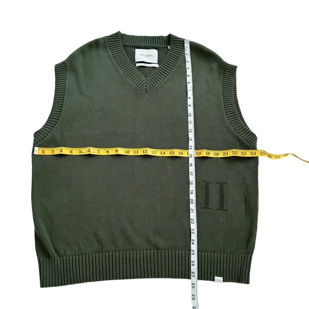 LES DEUX KNIT VEST SCANDINAVIAN STREETWEAR OVERSIZE FIT LINEN BLEND MEN SIZE M